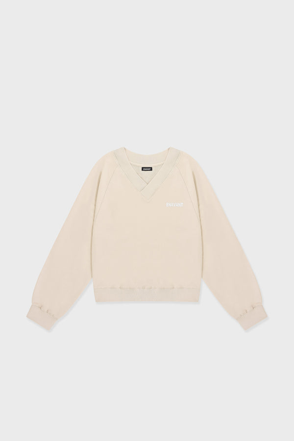 Enavant DYLAN V-NECK SWEATSHIRT in the color Coconut Beige