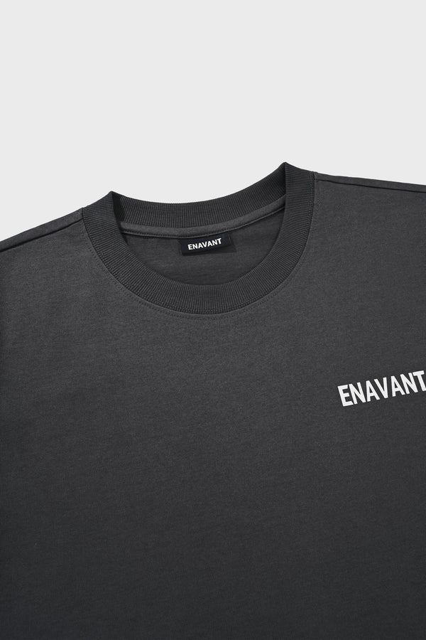 Enavant Enavant Cropped Cotton T-shirt in the color Dark Gray